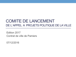 L`appel à projet Politique de la ville 2016 comme levier