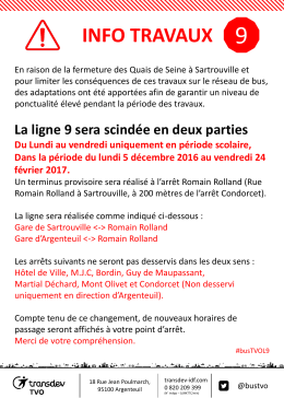 La ligne 9 sera scindée en deux parties Du Lundi au