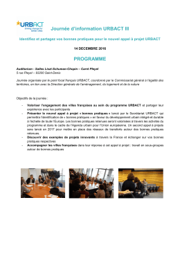 Journée d`information URBACT III PROGRAMME