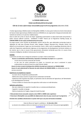 Un(e) coordinateur(trice) de projet - CIHEAM-IAMM