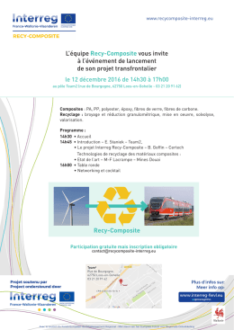 L`&eacute;quipe Recy-Composite vous invite &agrave; l`&eacute;v&eacute;nement de lancement