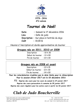 Tournoi de Noël - Club de judo Boucherville