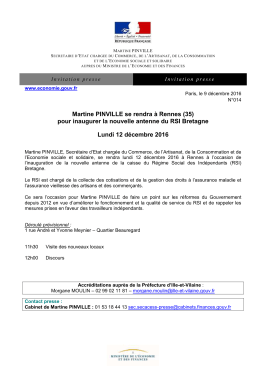 Martine PINVILLE se rendra &agrave; Rennes (35) pour inaugurer la