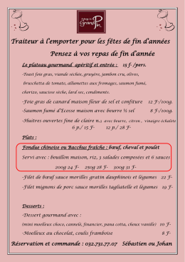 Traiteur à l`emporter pour les fêtes de fin d`années Pensez à vos