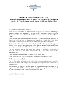 D&eacute;cision n&deg; 16-D-28 du 6 d&eacute;cembre 2016