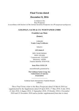 Final Terms dated December 8, 2016