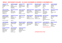 menus - restaurant scolaire - du jeudi 3 novembre au vendredi 16