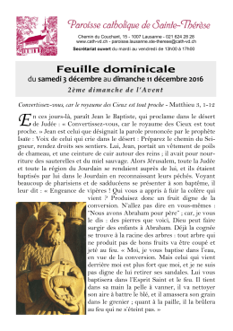 du samedi 3 d&eacute;cembre au dimanche 11 d&eacute;cembre 2016 - Cath-VD