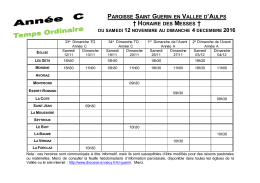 Horaire des Messes du samedi 12 novembre au