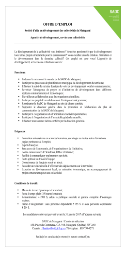 OFFRE D`EMPLOI - SADC Matagami