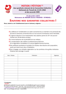 Motion/Petition "Sauvons nos garanties collectives"