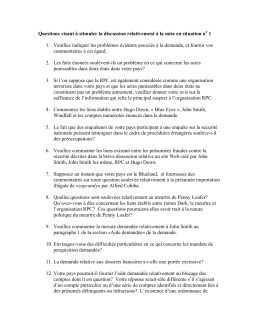 Questions visant à stimuler la discussion relativement à la mise en