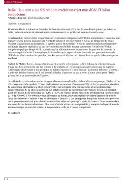 Italie : le « non » au référendum traduit un rejet
