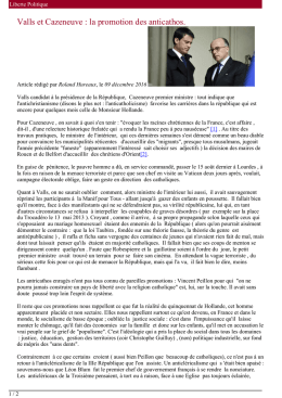 Valls et Cazeneuve : la promotion des anticathos.