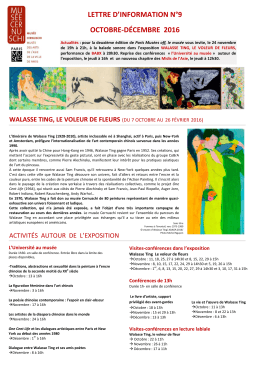 Newsletter octobre-d&eacute;cembre 2016 - Mus&eacute;e Cernuschi