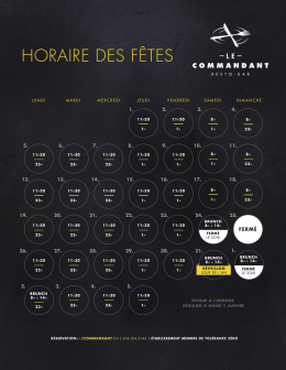 horaire des fêtes - Complexe Capitale Hélicoptère