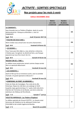 Proposition de spectacles à venir