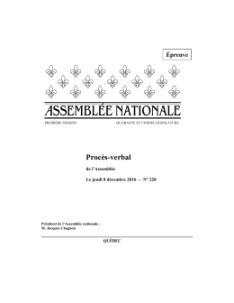 Procès-verbal de l`Assemblée - Assemblée nationale du Québec