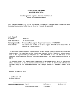 Avis d`appel d`intérêt pour l`achat d`ensemble de détecteur d`agent