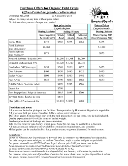 nos prix d`achat et de vente de grains