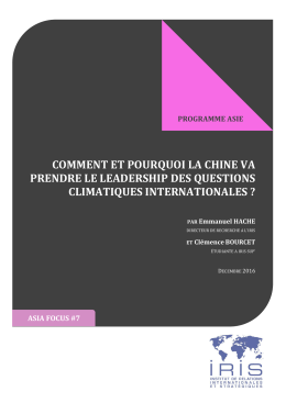 COMMENT ET POURQUOI LA CHINE VA PRENDRE LE