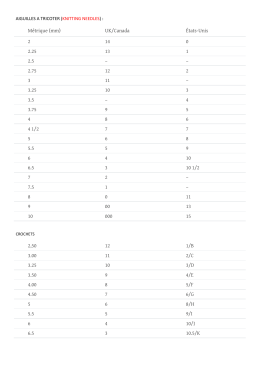 Métrique (mm) UK/Canada États-Unis 2 14 0 2.25 13 1 2.5 – – 2.75