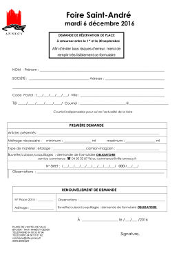 Foire Saint-André : demande réservation place