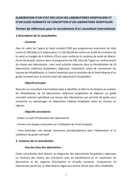 Termes de r&eacute;f&eacute;rences pour le recrutement d`un consultant