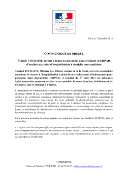 COMMUNIQUÉ DE PRESSE - Ministère des Affaires sociales et de