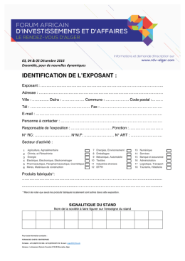 Télécharger le document pour devenir exposant au