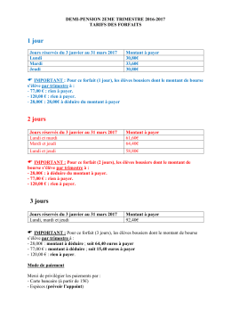 TARIFS 2ème T 2016 2017