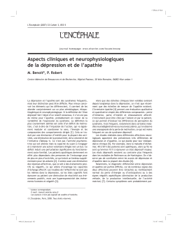 Aspects cliniques et neurophysiologiques de la d&eacute;pression et de l