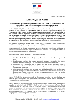 COMMUNIQUE DE PRESSE Exposition aux polluants organiques