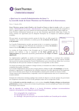Grant Thornton publie une nouvelle &eacute;tude sur l`&eacute;volution de la