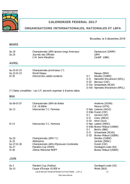 Calendrier des organisations internationales, LRBA et LBFA ETE 2017