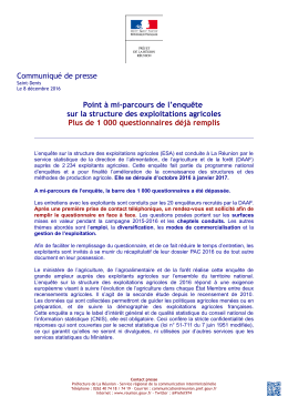 Point &agrave; mi-parcours de l`enqu&ecirc;te sur la structure des exploitations