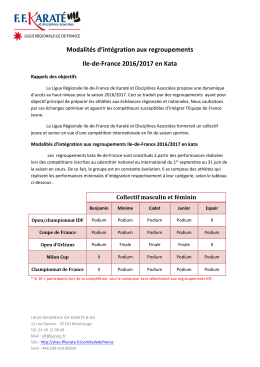 Modalités d`intégration aux regroupements 2016