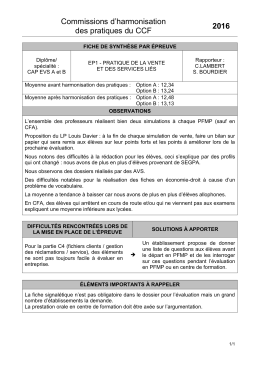 Commissions d`harmonisation - Economie gestion en lycée