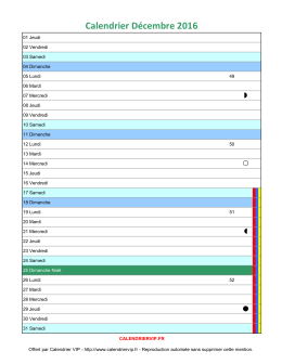 Calendrier Décembre 2016