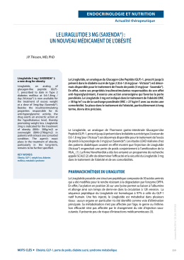 LE LIRAGLUTIDE 3 mG (SAXENDA®) : UN NOUVEAU