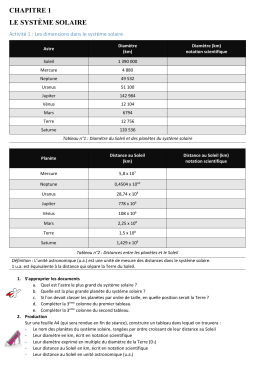 chapitre 1 le syst&egrave;me solaire