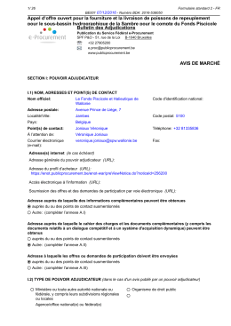 Appel d`offre ouvert pour la fourniture et la livraison de poissons de