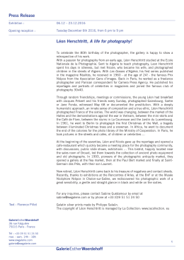 GalerieEstherWoerdehoff Press Release L&eacute;on Herschtritt, A life for
