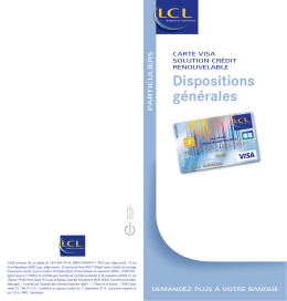 les Dispositions Générales de la carte Visa Solution Crédit