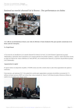 Sanimed au march&eacute; alternatif de la Bourse : Des