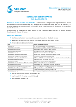 D&eacute;claration de transparence NOTIFICATION DE