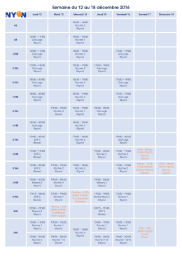 Semaine du 12 au 18 décembre 2016