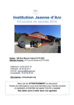 Circulaire rentr&eacute;e 2016 JDA GEX