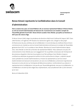 Renzo Simoni représente la Confédération dans le