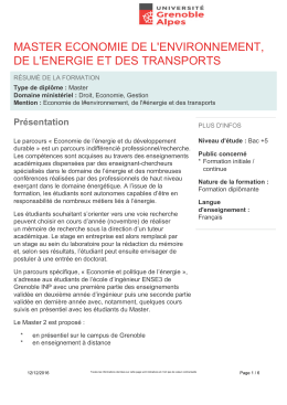 master economie de l`environnement, de l`energie et des transports